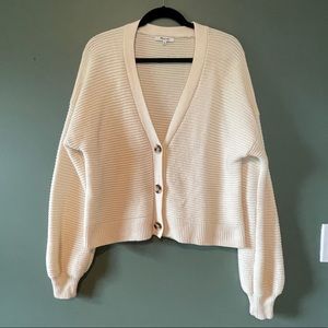 Madewell Cream Knit V-Neck Cardigan | Size M